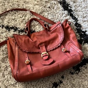 See by Chloé Poya Tan Leather Satchel bag purse Crossbody